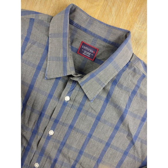 UNTUCKit Other - Untuckit Shirt Mens 2XL XXL Blue Plaid 100% Cotton‎ Long Sleeve Comfort